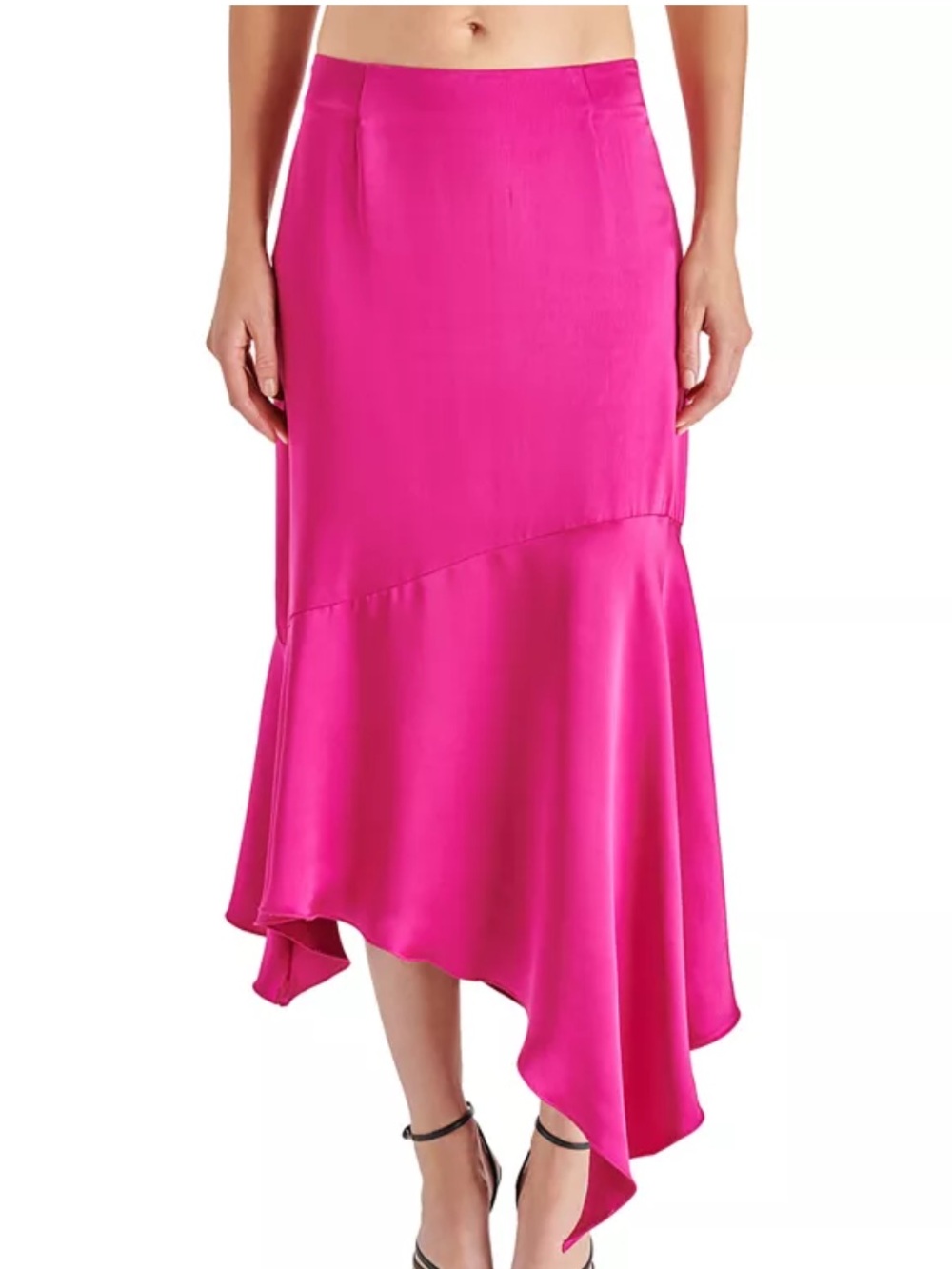 Fuchsia Satin High-Low Skirt by Steve Madden